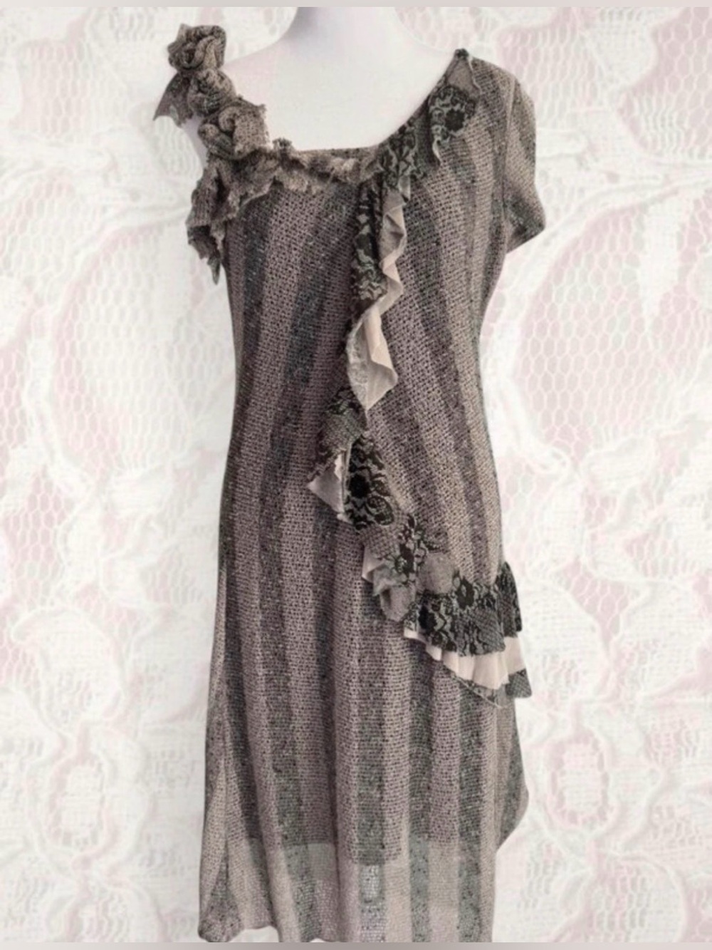 Unbranded Asymmetrical Ruffle Mesh Dress | Size Medium 🕯️🩶